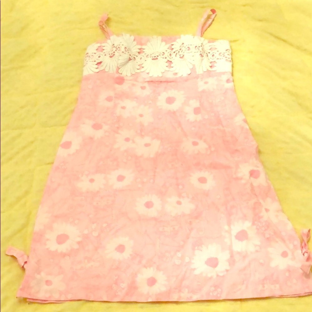 Lilly Pulitzer Pink and White Lace Trim Sun Dress